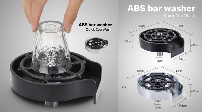 Automatic Cup Washer — High-Pressure Glass Rinser for Kitchen Sink | One-Press Cup & Mug Cleaner